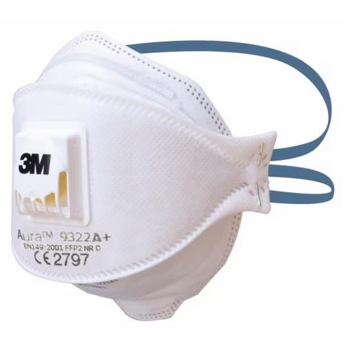 WORKWEAR, SAFETY & CORPORATE CLOTHING SPECIALISTS  - 3M Particulate Disp Respirator 9322A+P2 Flat Fold with Valve (Box 10)