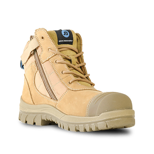 WORKWEAR, SAFETY & CORPORATE CLOTHING SPECIALISTS  - Naturals - Zippy - Wheat Nubuck Zip / Lace Safety Boot