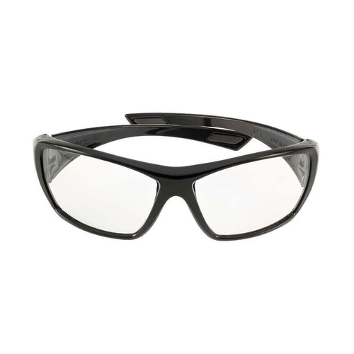 WORKWEAR, SAFETY & CORPORATE CLOTHING SPECIALISTS  - HUSTLER Gloss Black Frame Grey/Green Polarised Lens - Soft Drawstring Pouch - Spectacles-Smoke-One Size
