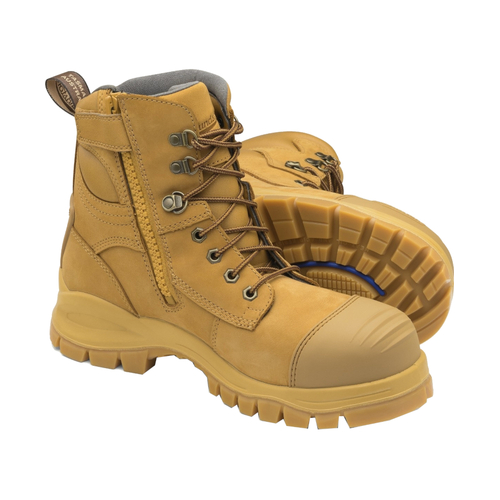 WORKWEAR, SAFETY & CORPORATE CLOTHING SPECIALISTS  - Wheat water resistant nubuck lace up/zip ankle safety boot