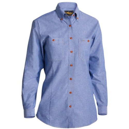WORKWEAR, SAFETY & CORPORATE CLOTHING SPECIALISTS  - WOMENS CHAMBRAY SHIRT - LONG SLEEVE