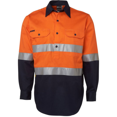 WORKWEAR, SAFETY & CORPORATE CLOTHING SPECIALISTS  - JB's HI VIS (D+N) CLOSE FRONT L/S SHIRT 190G