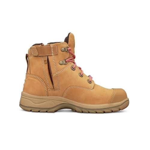 WORKWEAR, SAFETY & CORPORATE CLOTHING SPECIALISTS  - PB 49 - Womens Ankle Height Zip Side Lace Up Boot - 49-432Z-Wheat-40