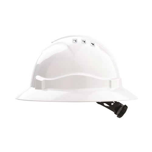 WORKWEAR, SAFETY & CORPORATE CLOTHING SPECIALISTS  - V6 Hard Hat Vented Full Brim Ratchet Harness