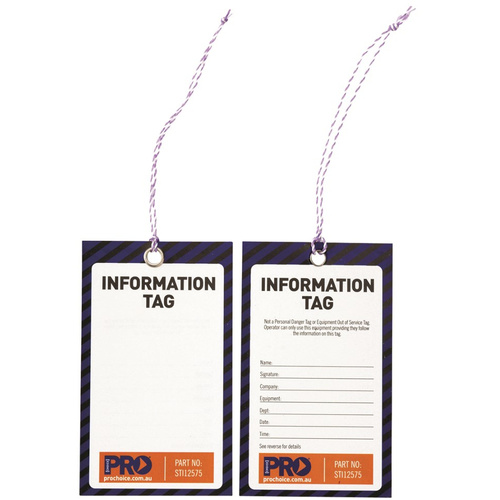 WORKWEAR, SAFETY & CORPORATE CLOTHING SPECIALISTS  - Safety Tag -125mm X 75mm Information (Blank)
