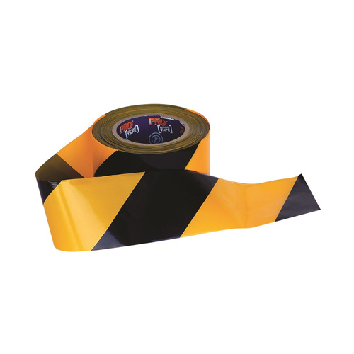 WORKWEAR, SAFETY & CORPORATE CLOTHING SPECIALISTS  - Barricade Tape - 100m x 75mm Yellow / Black