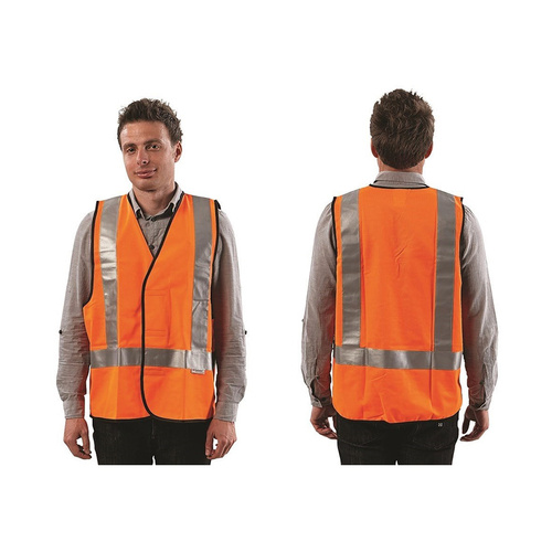 WORKWEAR, SAFETY & CORPORATE CLOTHING SPECIALISTS  - FLURO H BACK SAFETY VEST - DAY/NIGHT USE