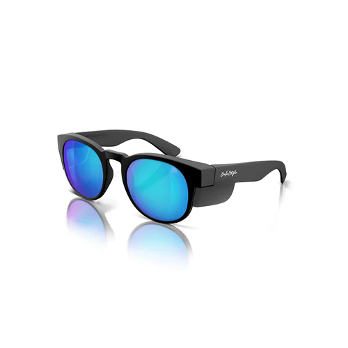 WORKWEAR, SAFETY & CORPORATE CLOTHING SPECIALISTS  - Cruisers Matte Black Frame/Mirror Blue Polarised UV400 - Polarised - One Size