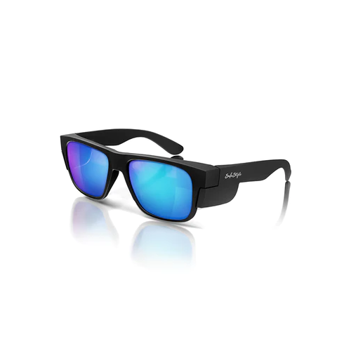WORKWEAR, SAFETY & CORPORATE CLOTHING SPECIALISTS  - Fusions Matte Black Frame/Mirror Blue Polarised UV400