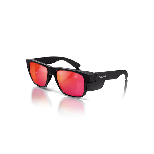 WORKWEAR, SAFETY & CORPORATE CLOTHING SPECIALISTS  - Fusions Matte Black Frame/Mirror Red Polarised UV400